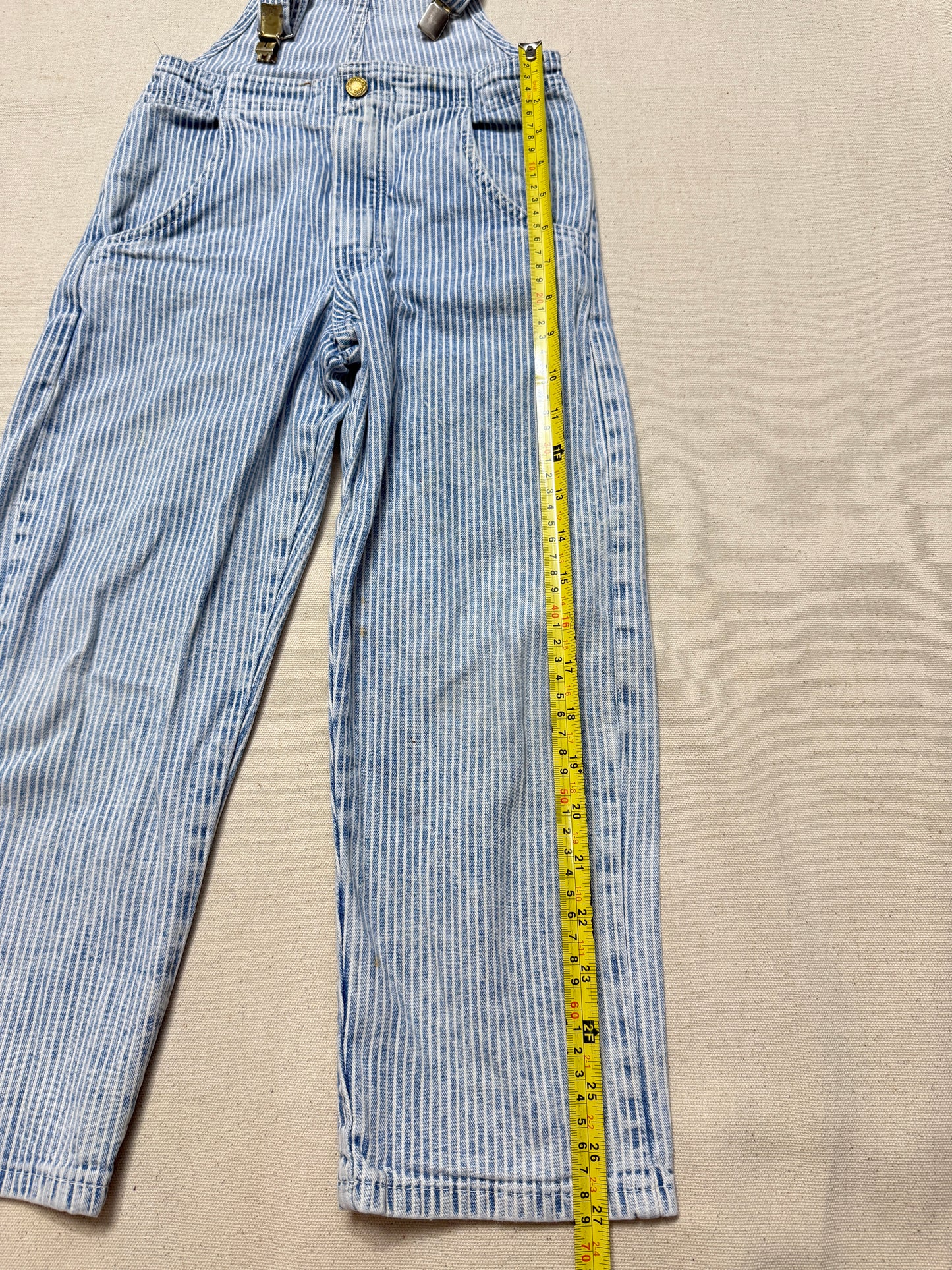 80s 90s Kids Vintage Oshkosh Bgosh Hickory Stripe Suspender Unique Design Slim Straight Overall / 4T 5T / Made in USA