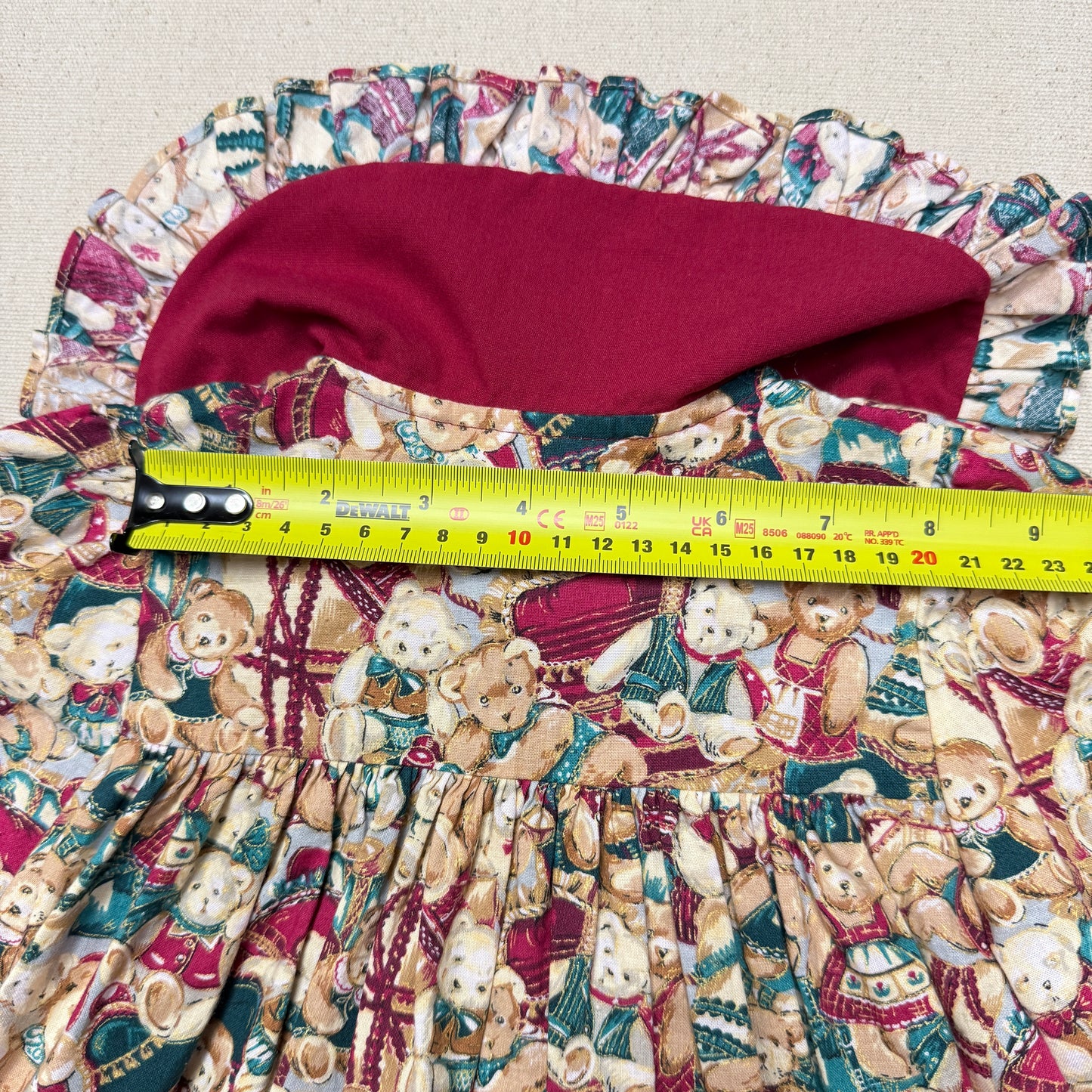 80s 90s Kids Toddler Vintage Teddy Bear AOP Christmas Pattern Velvet Round Collar Dress / 24m 2T dress