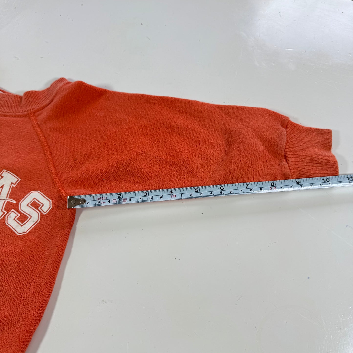 60s 70s Kids Baby Vintage Texas Orange Crew Pullover Sweatshirt 12m 18m
