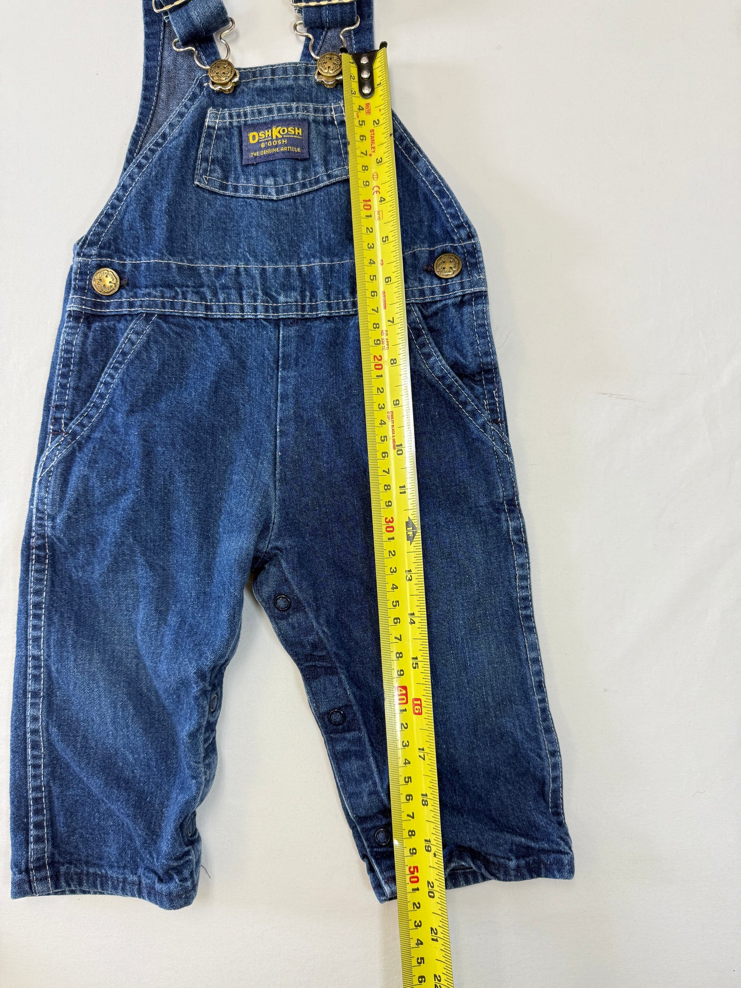 90s Kids Infant Baby Vintage Oshkosh Bgosh Denim Overall and Bears Print Longsleeve Polo Top 2pc Set / 3m 6m 9m / Made in USA
