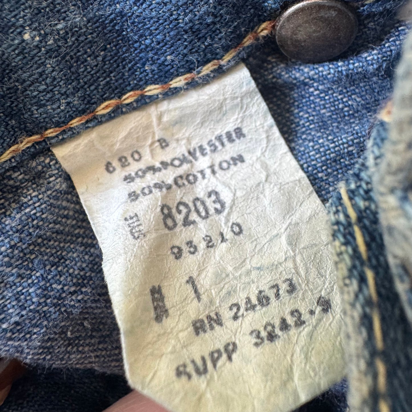 70s Kids Infant Dark Blue Denim Workwear Stretchy Waistband Loose Fit Baggy Long Pant 1Y