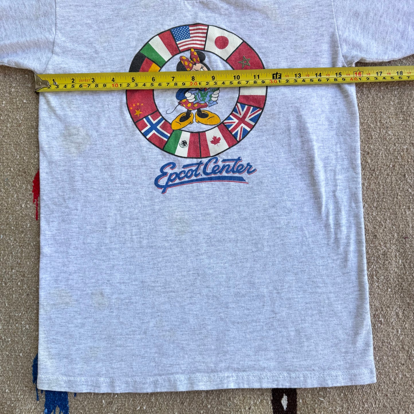 90s Kids Youth Vintage Minnie Epcot Centre Short Sleeve Gray T-Shirt 9Y 10Y 11Y