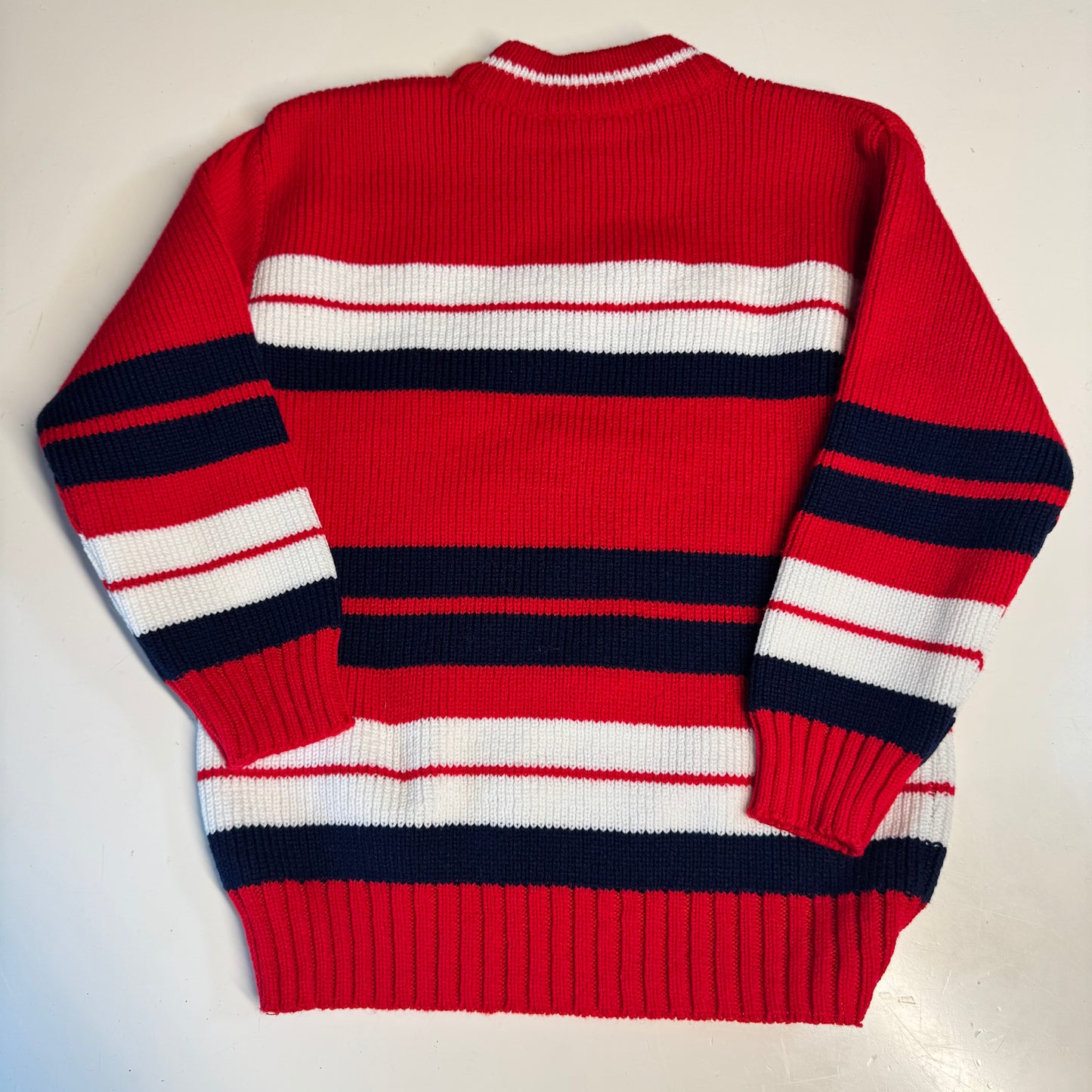 Vintage Kids Levi’s Striped Red White Navy Knit Pullover Sweater 4Y 5Y 6Y