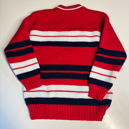 Vintage Kids Levi’s Striped Red White Navy Knit Pullover Sweater 4Y 5Y 6Y