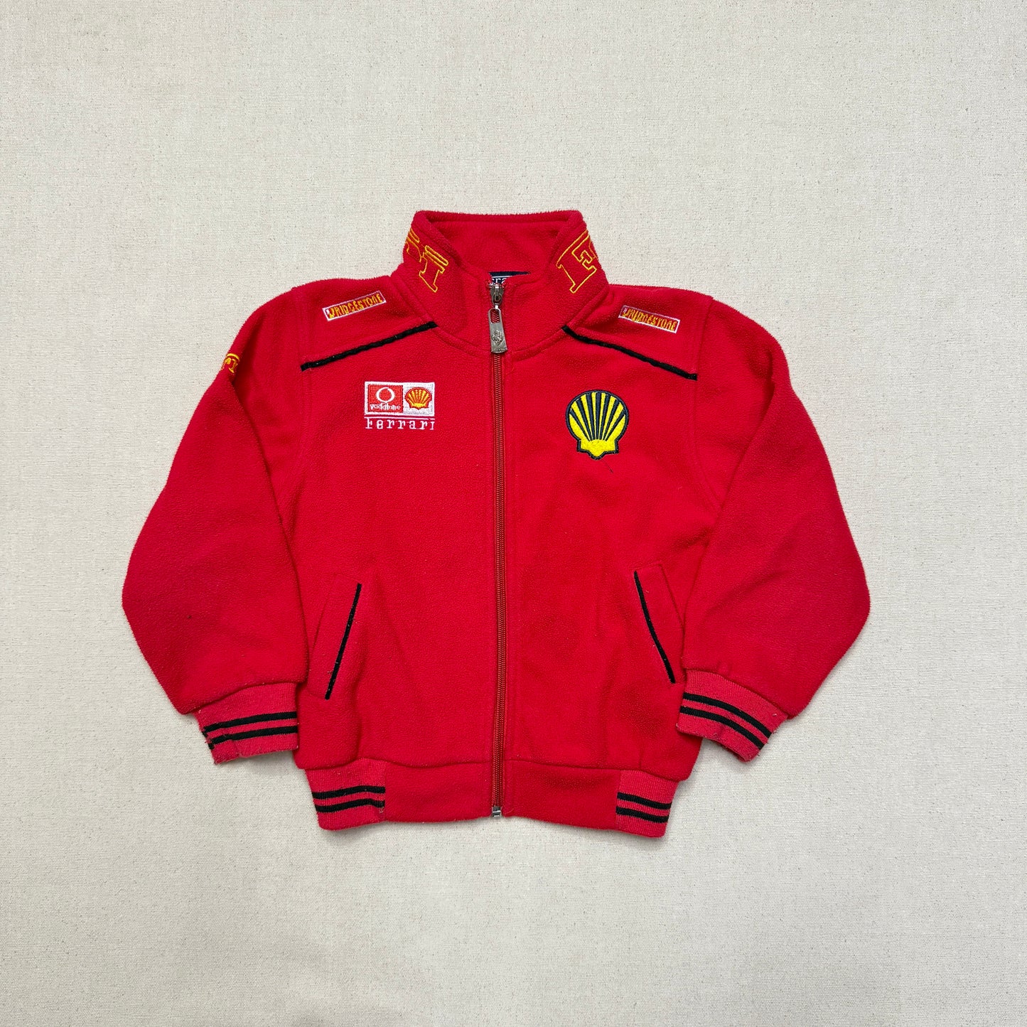90s 2000' Kids Toddler Vintage Ferrari Shell Red Full Zip Up Racing Fleece Jacket / 3T 4T 5T