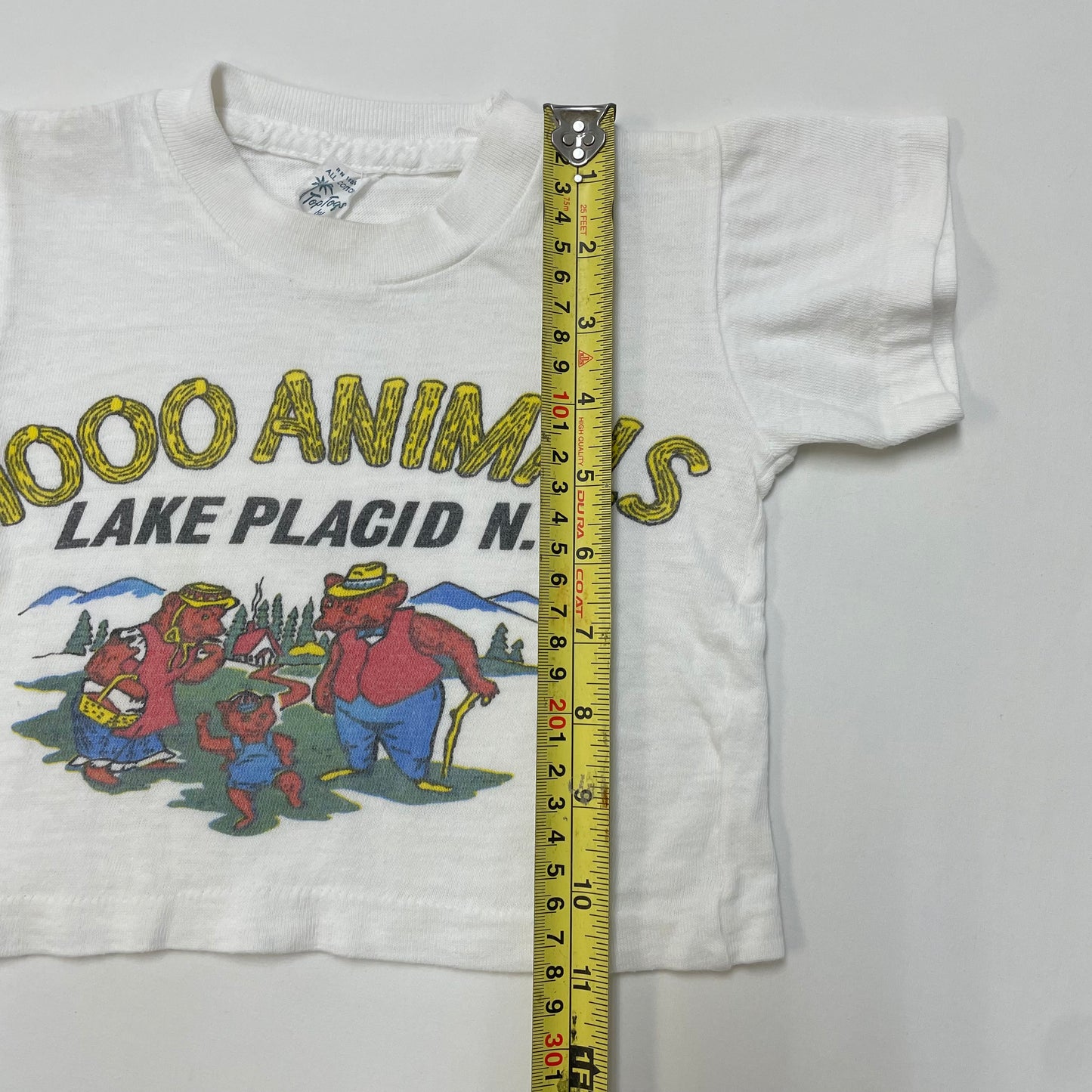 60s Kids Baby Toddler Vintage 1000 Animals Lake Placid New York Bear Family Souvenir Tshirt / 12m 18m 24m 1y 2T