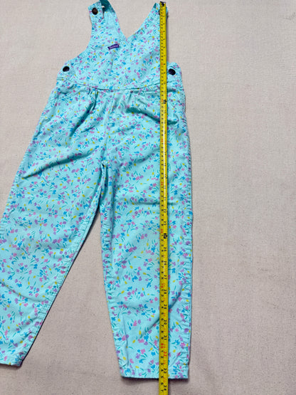 90s Kids Vintage Oshkosh Bgosh Flower AOP Mint Green Cross Front Lightweight Overall / 4T 5T 6y / Made in USA