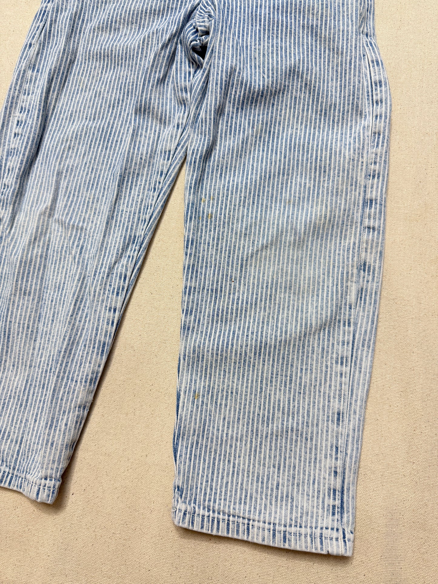 80s 90s Kids Vintage Oshkosh Bgosh Hickory Stripe Suspender Unique Design Slim Straight Overall / 4T 5T / Made in USA