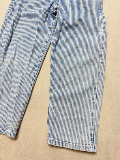 80s 90s Kids Vintage Oshkosh Bgosh Hickory Stripe Suspender Unique Design Slim Straight Overall / 4T 5T / Made in USA