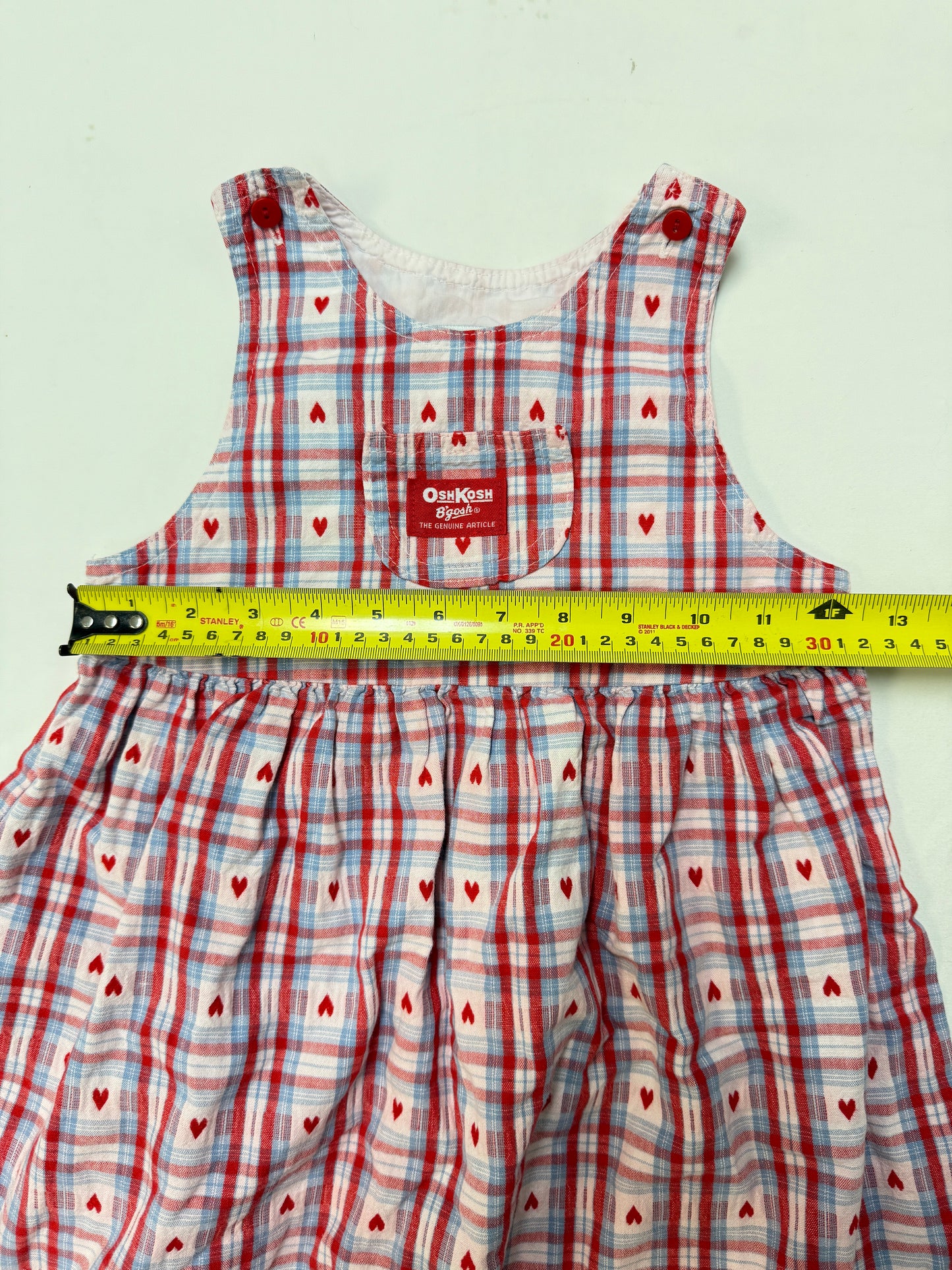 90s Kids Toddler Vintage Oshkosh Bgosh Heart AOP Check Dress and Floral Print Longsleeve Top 2pc Set  set