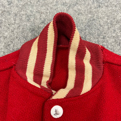 60s Vintage Kids Bellefonte Red Varsity Snap Jacket Size 10-12Y