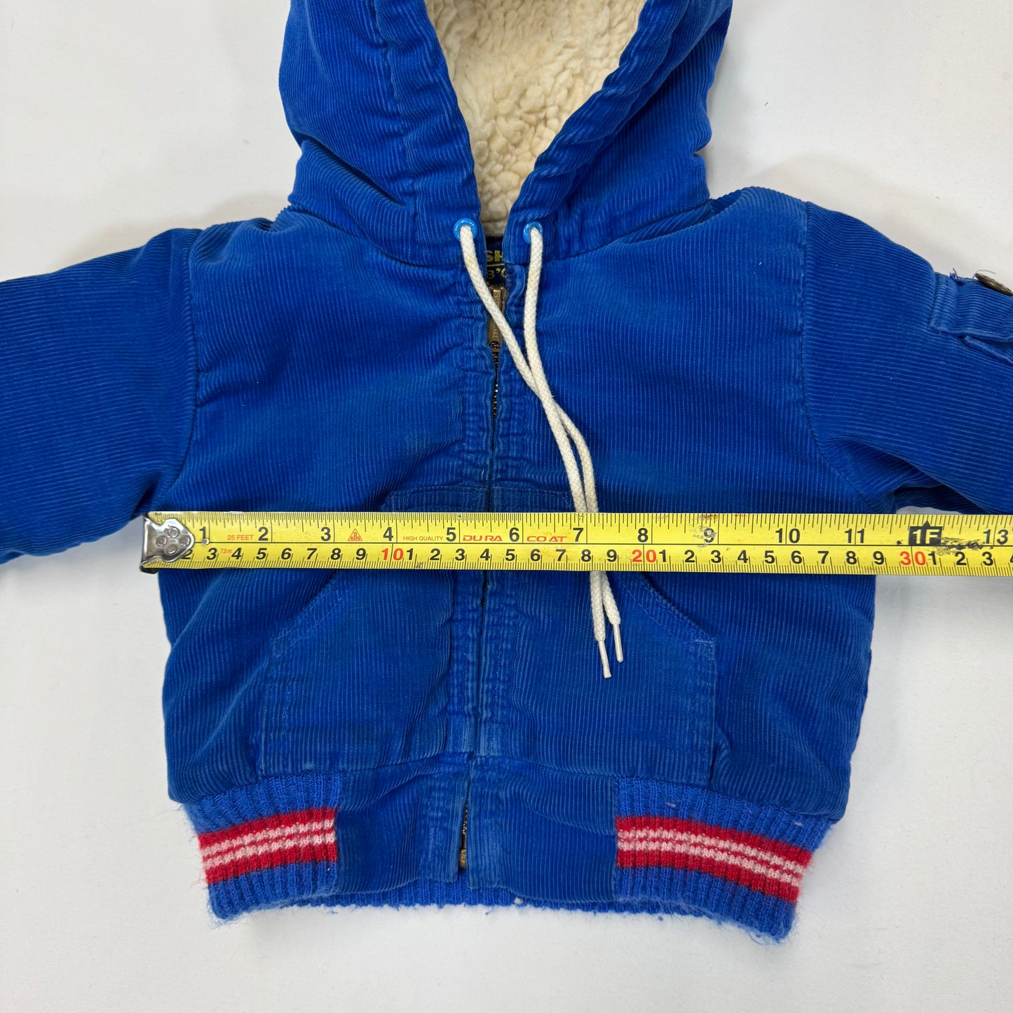 90s Kids Toddler Oshkosh B’Gosh Royal Blue Corduroy Zip Lined Jacket With Hood 24m/ Made in USA