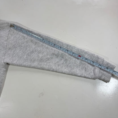 90s Kids Russell Light Gray Hooded Pullover Sweatshirt Hershey Big Logo M 10Y 11Y 12Y Made is USA