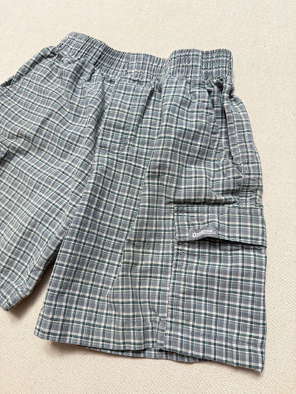 90s 2000' Kids Toddler Vintage Oshkosh Bgosh Gray Green Check Cotton Shorts / 3T 4T 5T