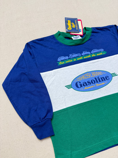 90s Kids Toddler Vintage Deadstock NWT Oshkosh Bgosh Car Design Thick Stripe Longsleeve Tshirt / 4T 5T / Made in USA