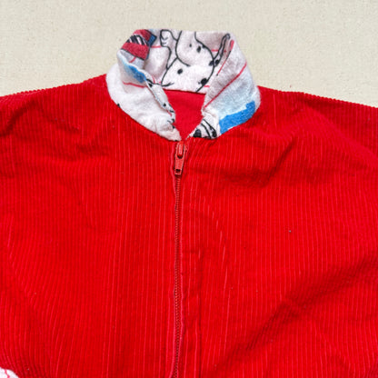 90s Kids Vintage Handmade Dalmatian Loose Fit Overall & Corduroy Zip Up Jacket 2pc Set / 4T 5T