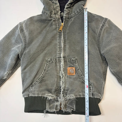 2006 Kids Toddler Vintage Active Dark Green Hooded Carhartt Jacket XS 4Y 5Y