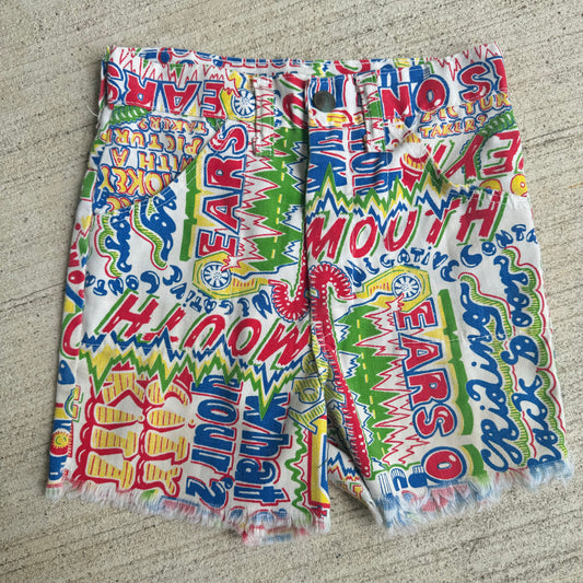 90s Kids Vintage Cut Off Shorts Multicoloured Pattern 6Y 7Y 8Y