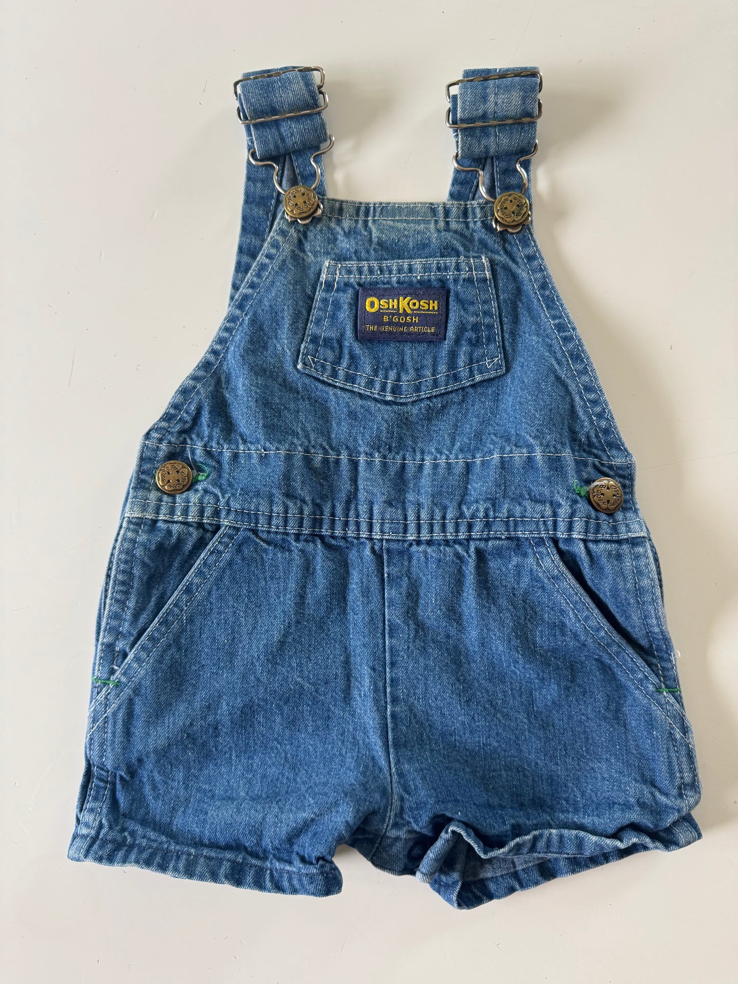 90s Kids Toddler Infant Vintage Baby B’Gosh Oshkosh Blue Denim 100% Cotton Shortalls //6m / Made in USA