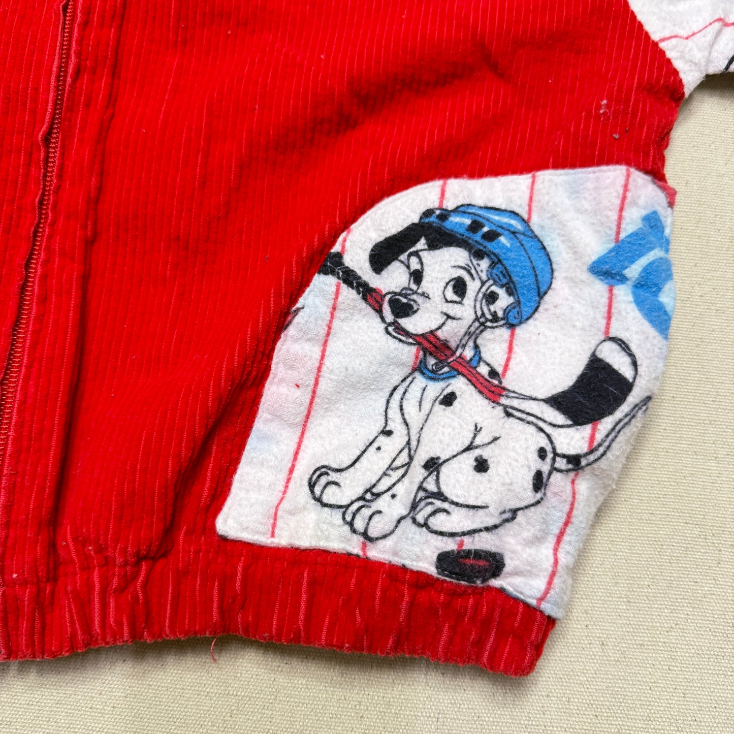 90s Kids Vintage Handmade Dalmatian Loose Fit Overall & Corduroy Zip Up Jacket 2pc Set / 4T 5T