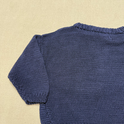 80s 90 Kids Toddler Vintage Flower Embroidered Simple Design Cotton Knit Sweater / 3T 4T 5T