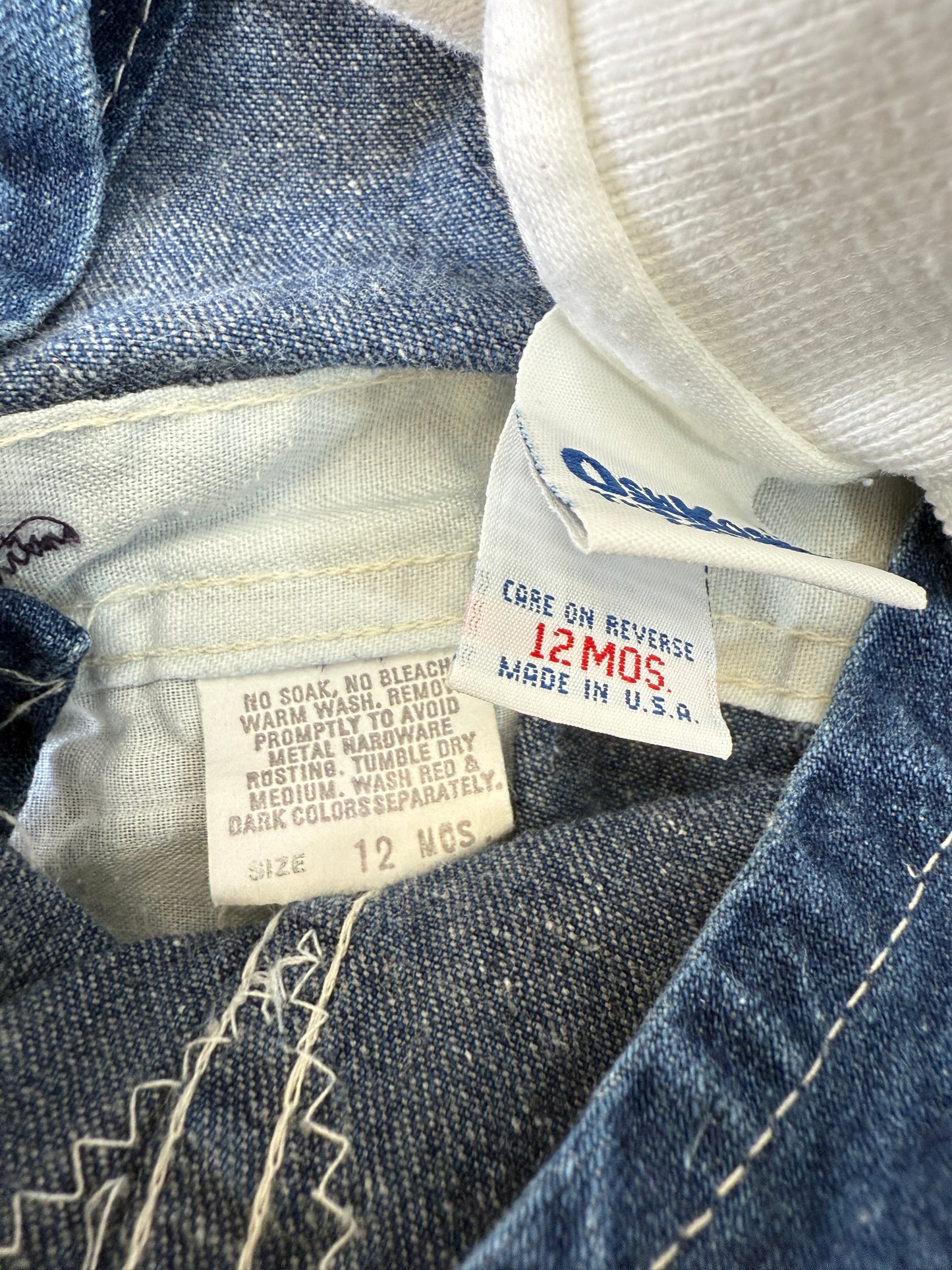 90s Kids Infant Baby Vintage Oshkosh Bgosh Denim Overall and Bears Print Longsleeve Polo Top 2pc Set / 3m 6m 9m / Made in USA