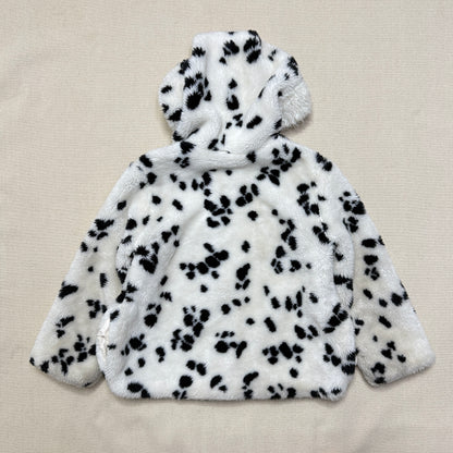 90s Kids Vintage Dalmatian Faux Fur Lined Zip Up Hooded jacket / 5y 6y