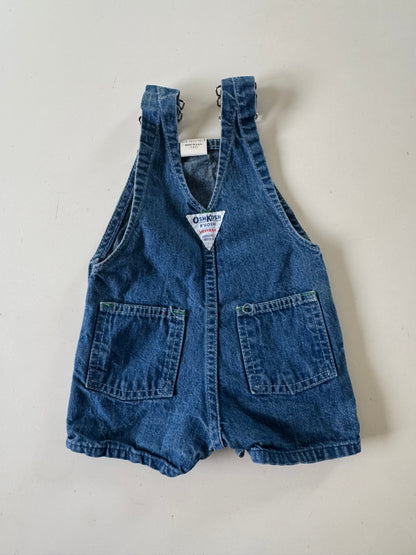90s Kids Toddler Infant Vintage Baby B’Gosh Oshkosh Blue Denim 100% Cotton Shortalls //6m / Made in USA