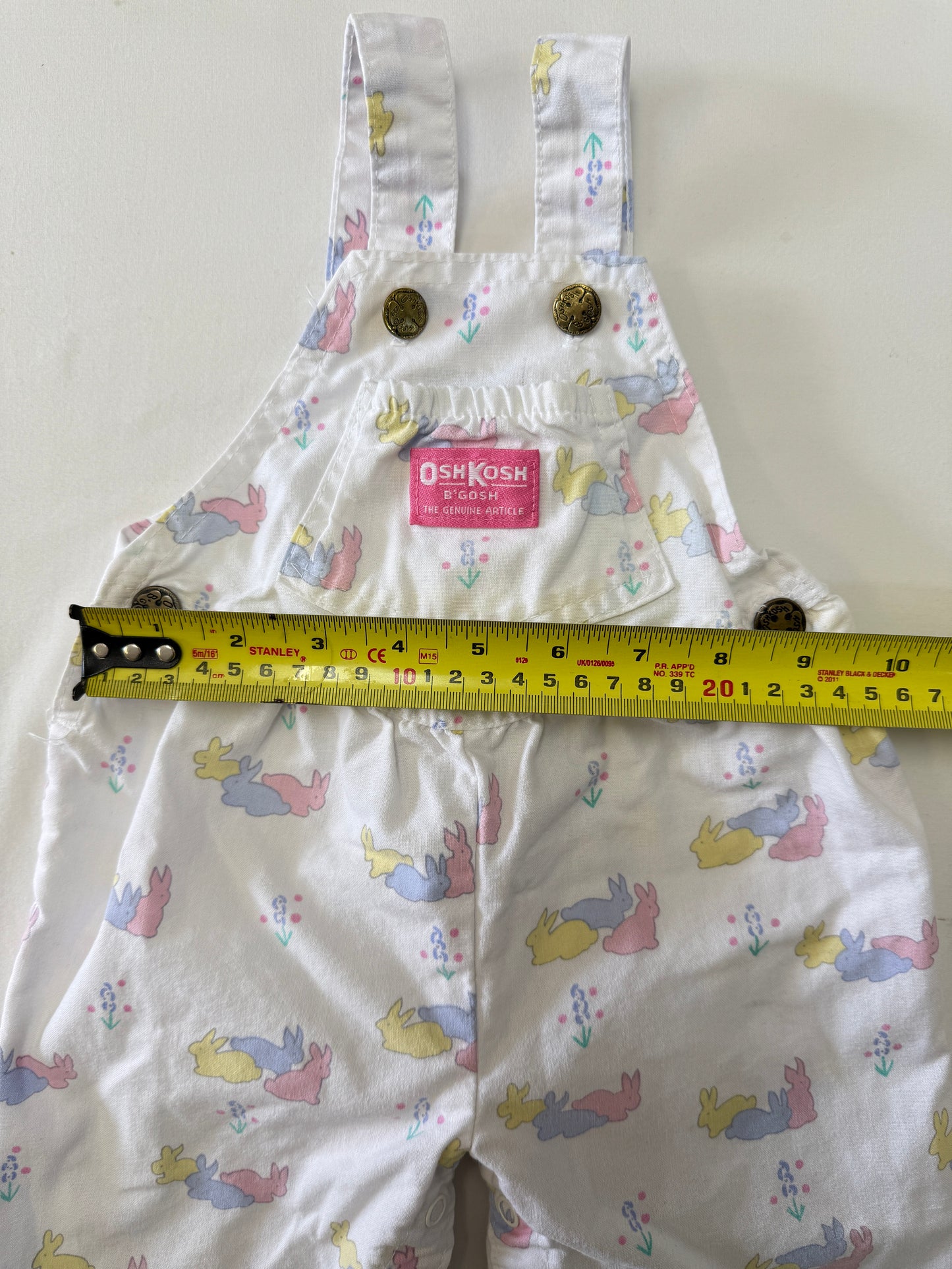 90s Kids Infant Baby Vintage Oshkosh Bgosh Rabitt AOP Overall and Raffle  Sleeve Tshirt 2pc Set / 3m 6m 9m / Made in USA set