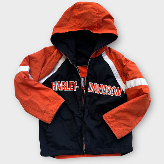 Kids Youth Reversible Fleece Harley Davidson Zip Jacket With Pockets Big Logo S 8Y 9Y 10Y