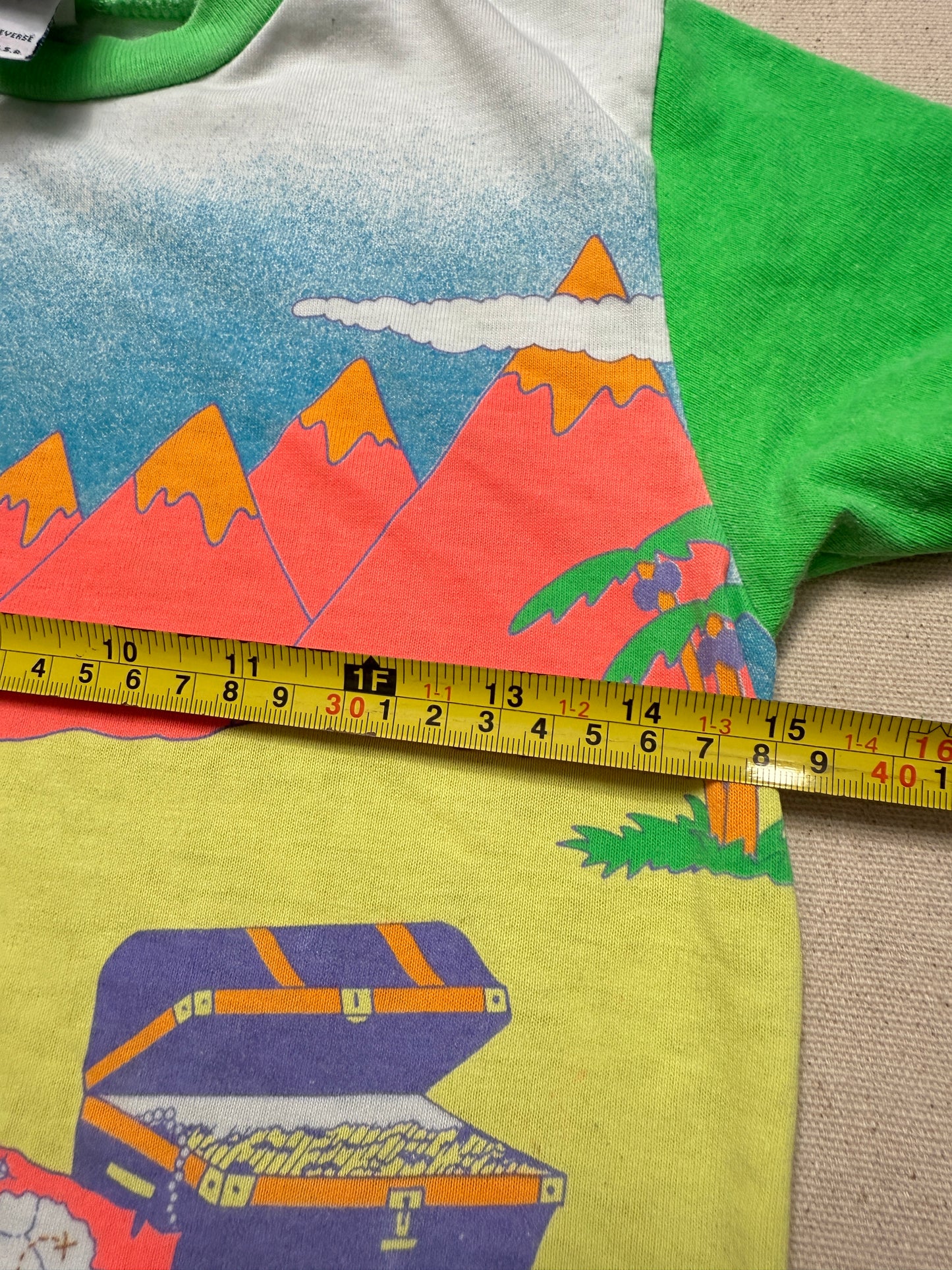90s Kids Toddler Vintage Oshkosh Bgosh Beach Neon Colour Single Stitch Tshirt / 5T 6T / Made in USA