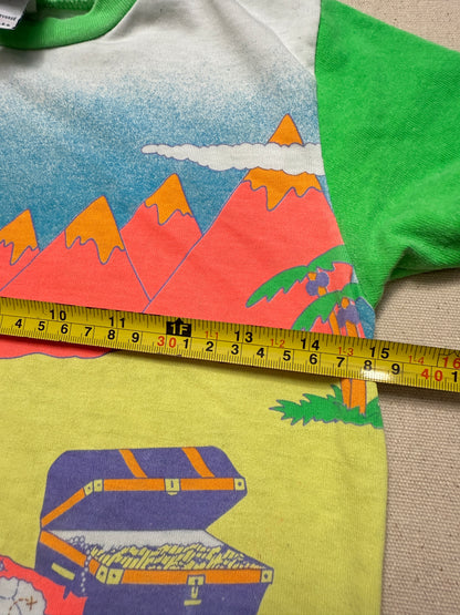 90s Kids Toddler Vintage Oshkosh Bgosh Beach Neon Colour Single Stitch Tshirt / 5T 6T / Made in USA