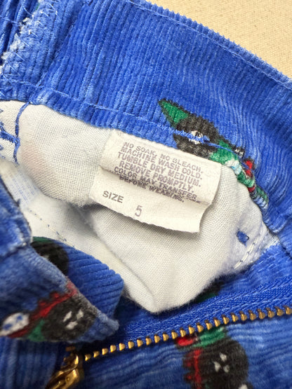 80s 90s Kids Toddler Vintage Oshkosh Bgosh Racing Car AOP Corduroy Painter Pants / 4T 5T / Made in USA