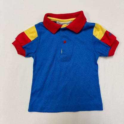 90s Kids Toddler Vintage Oshkosh B’Gosh Blue Yellow Red Golf Top / 18m/Made in USA
