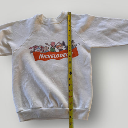 90s Kids Vintage White Nickelodeon Crew Sweatshirt Made In USA 7Y 8Y 9Y