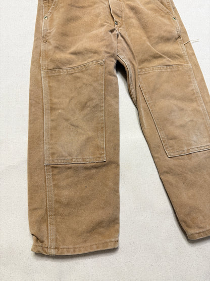 90s/2000 Kids Toddler Vintage Carhartt Canvas Double Knee Bib Light Brown Overall / 4T 5T 6y