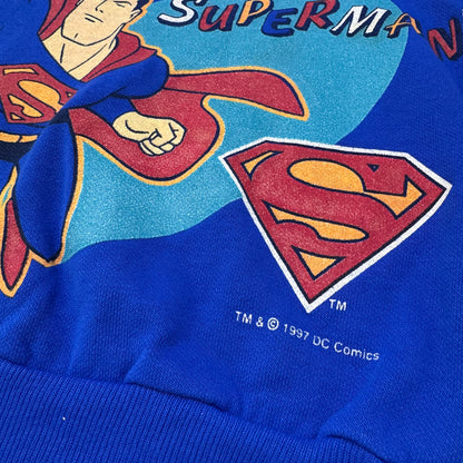 1997 Kids Toddler Vintage Superman Colourful Crew Sweatshirt 2Y 3Y