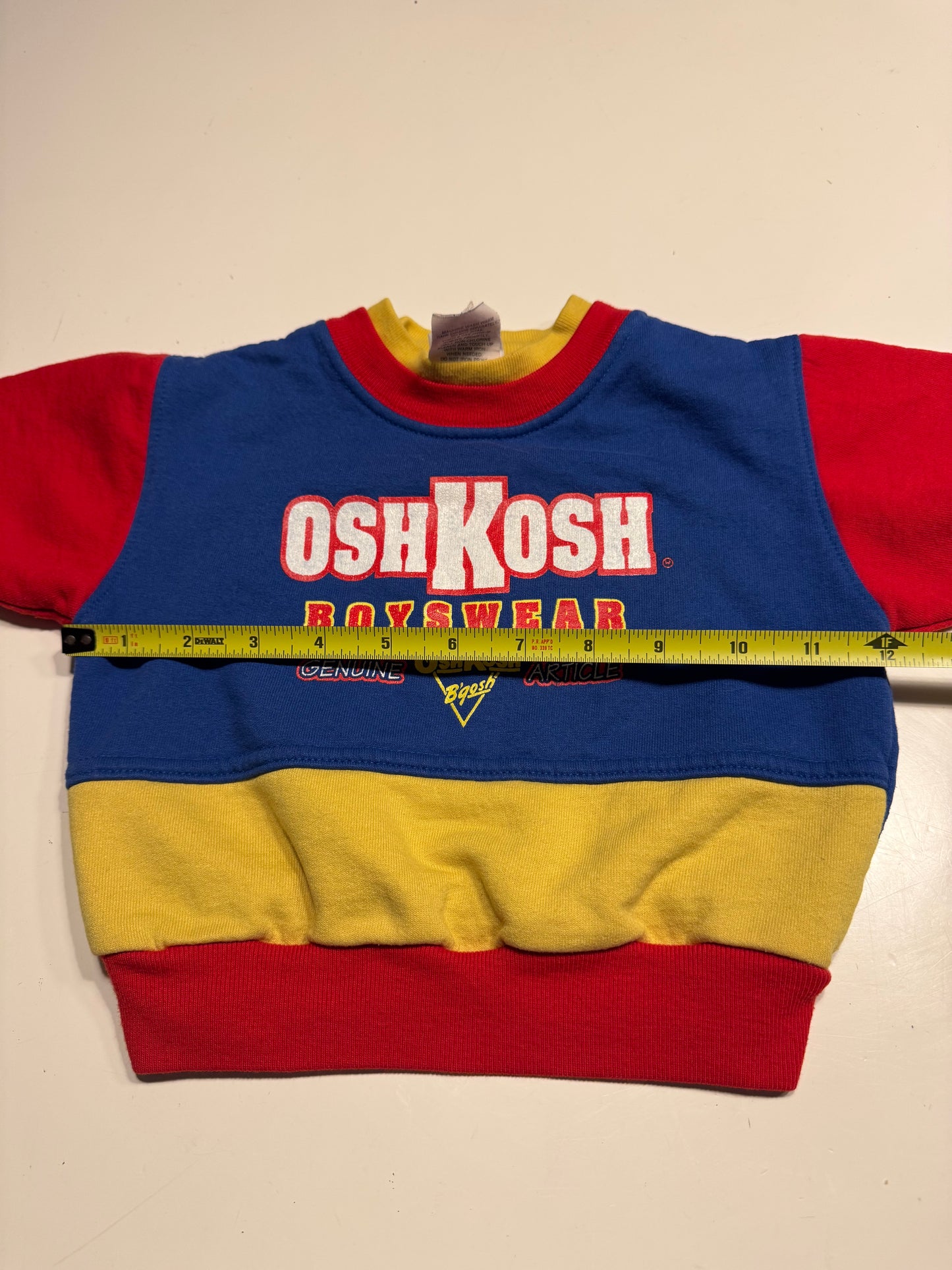 90s Kids Toddler Infant Vintage Baby B’Gosh Oshkosh Multicolour Blue Red Yellow Pullover Sweatshirt//12m