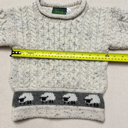 90s Kids Toddler Vintage Sheep Pattern Glencroft Pure Wool irish Fisherman Knit Sweater / 2T 3T
