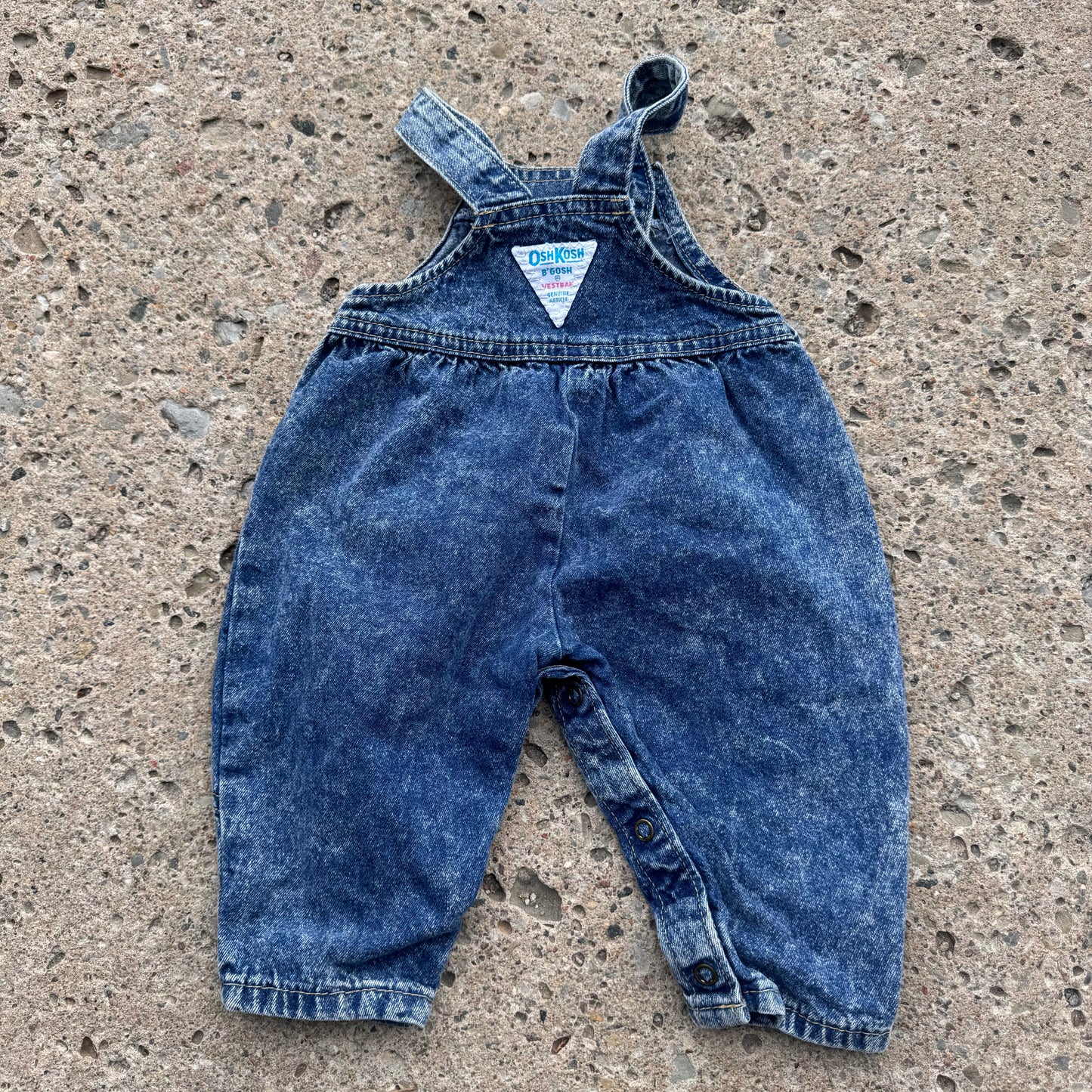 Baby Vintage Bubble Oshkosh B’Gosh Acid Wash 100% Cotton Denim Overall 3m 6m Made in USA