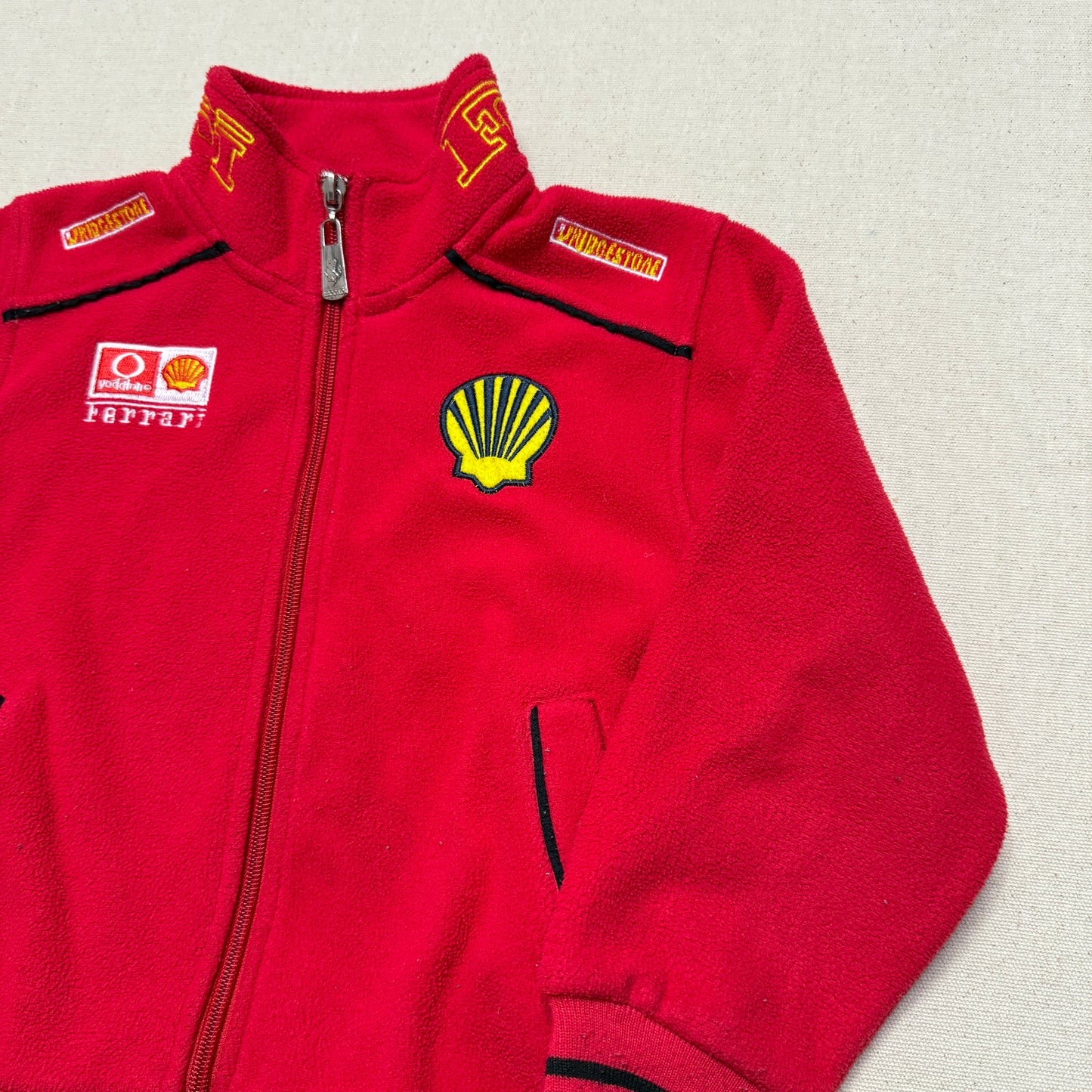 90s 2000' Kids Toddler Vintage Ferrari Shell Red Full Zip Up Racing Fleece Jacket / 3T 4T 5T