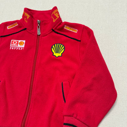90s 2000' Kids Toddler Vintage Ferrari Shell Red Full Zip Up Racing Fleece Jacket / 3T 4T 5T