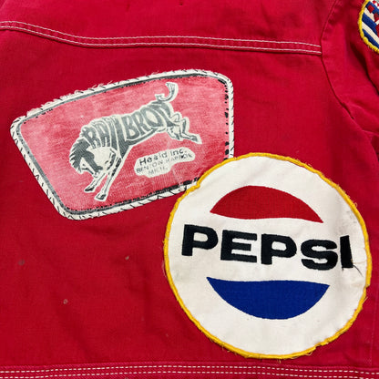 Vintage Youth 80’s Red Denim Jacket With Patches