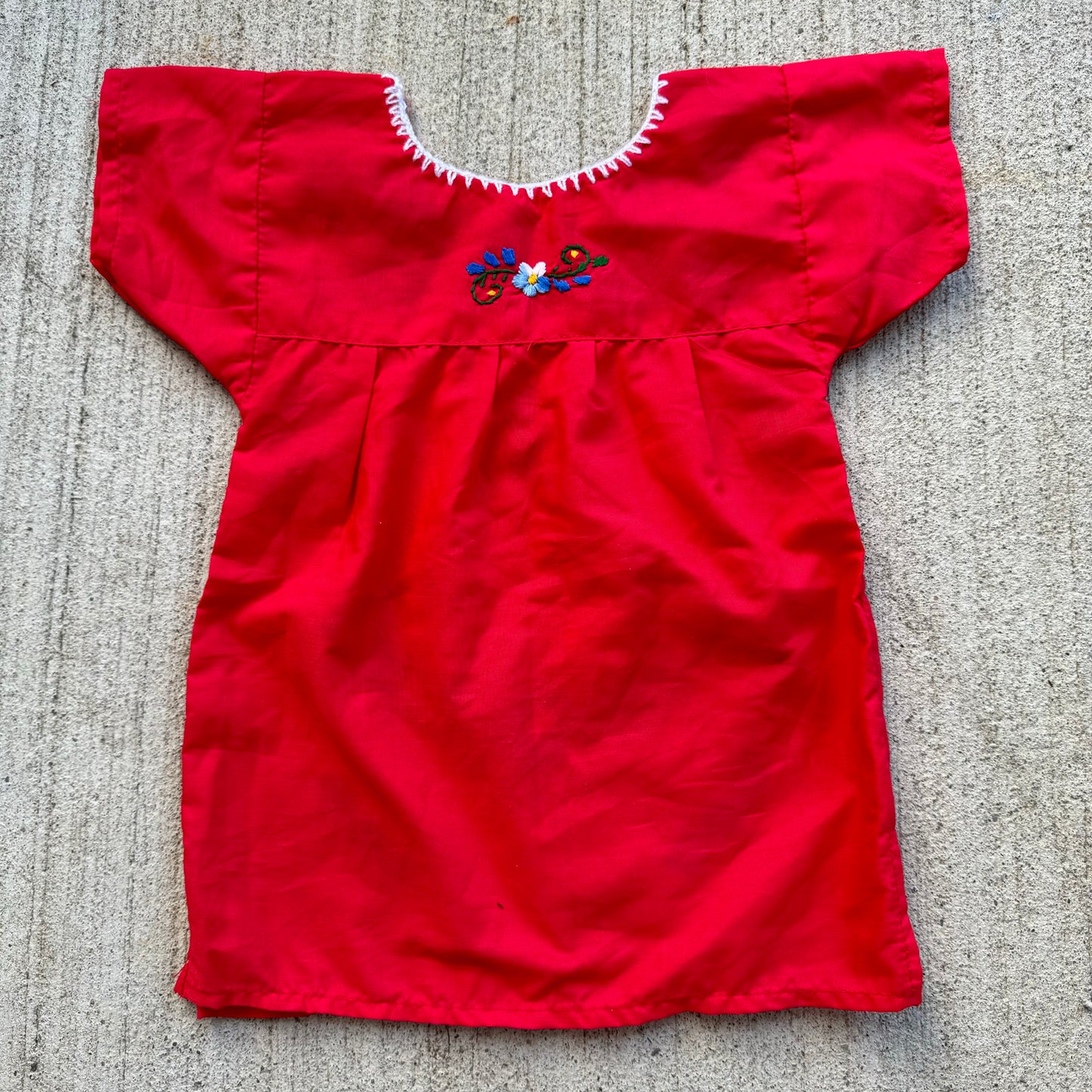 Kids Red Embroidered Pullover Dress South American Style 1Y 2Y