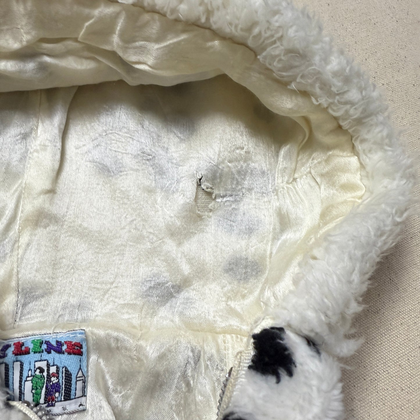 90s Kids Vintage Dalmatian Faux Fur Lined Zip Up Hooded jacket / 5y 6y