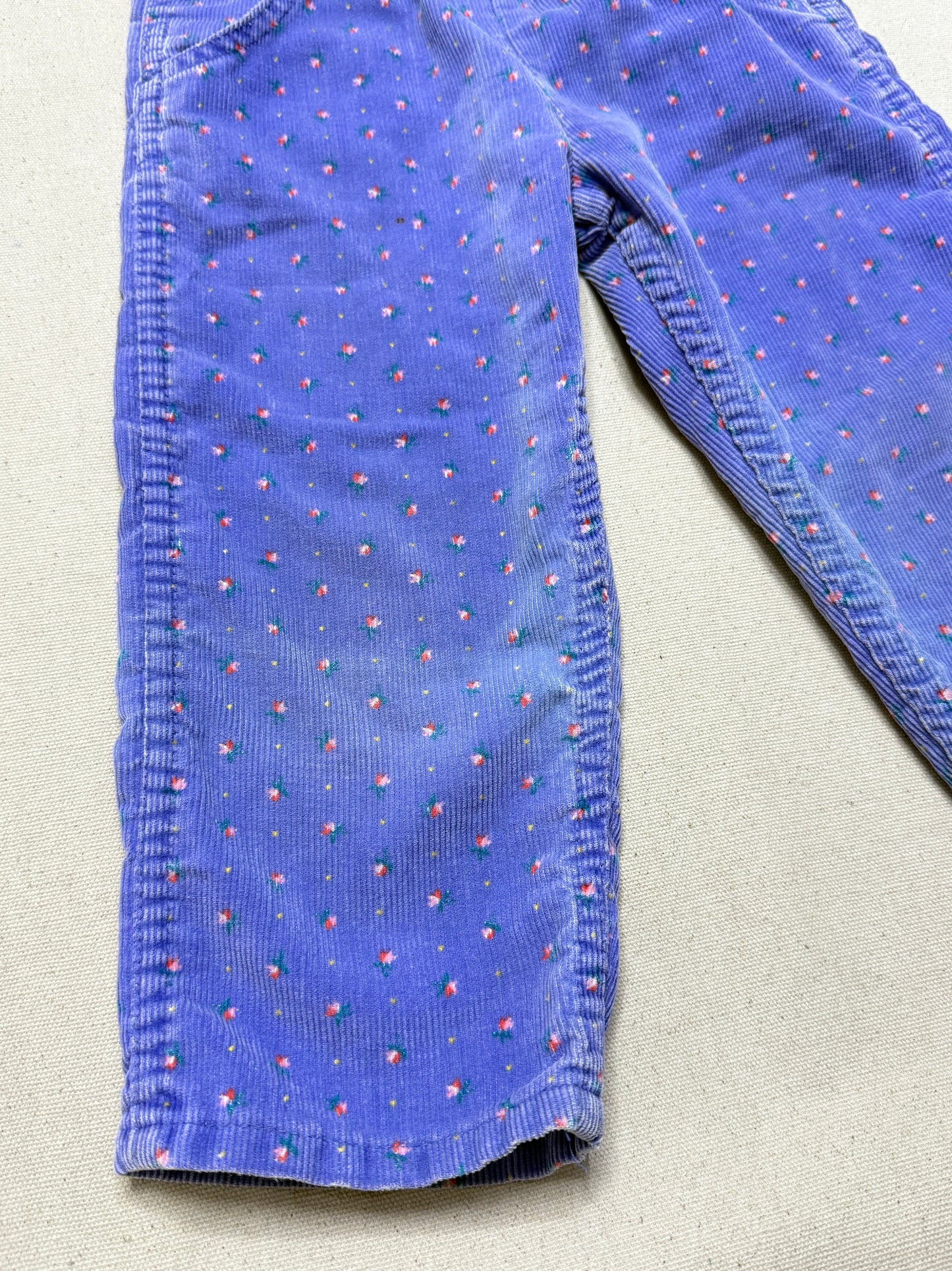 90s Kids Toddler Vintage Oshkosh Bgosh Flower AOP Light Purple Corduroy Overall / 2T 3T / Made in USA