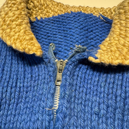 50s 60s Kids Toddler Vintage Blue Cowichan Sweater With Bears/ 3T 4T 5T