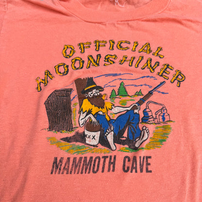 60s Kids Vintage Official Moonshiner Mammoth Cave Souvenir Short Single Short Sleeve T-Shirt S 8Y 9Y 10Y XS Adult