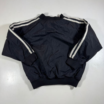 90s Vintage Adidas Kids Toddler Black Lined Pullover Sleeves Striped Windbreaker Sweatshirt Jacket Big Logo S 4T