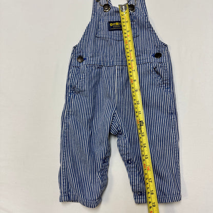 90s Kids Baby Vintage Oshkosh B’Gosh Lightweight Hickory Stripe  Denim Overall / 12m /